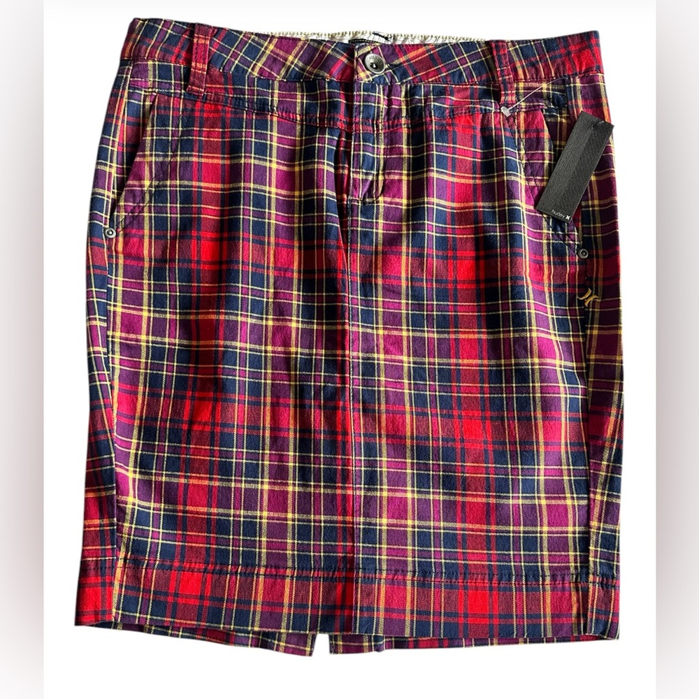 Hurley Plaid Red and Blue Skirt